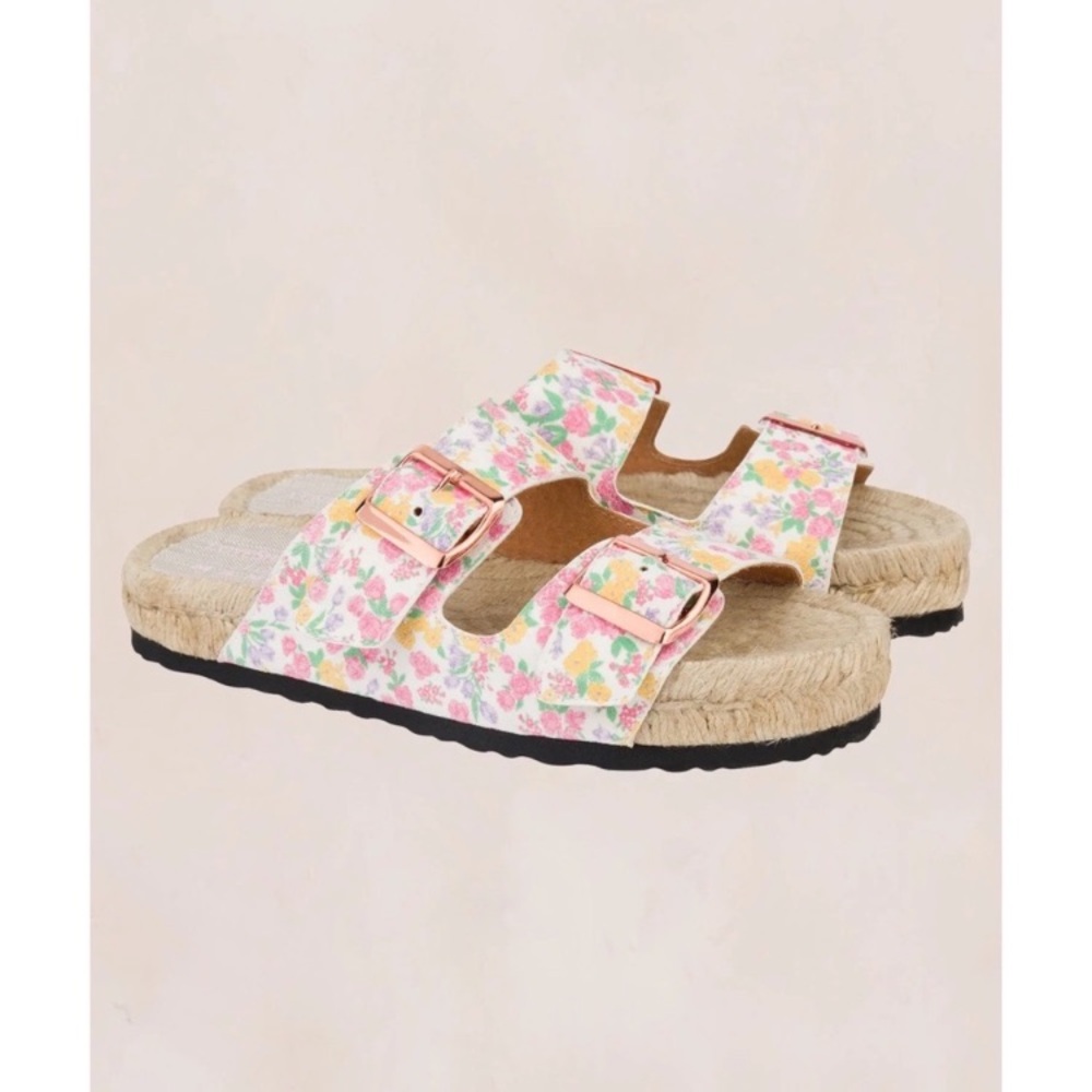 Manebi x LoveShackFancy Floral Slide Sandals in Fruity Punch - Picture 2 of 13